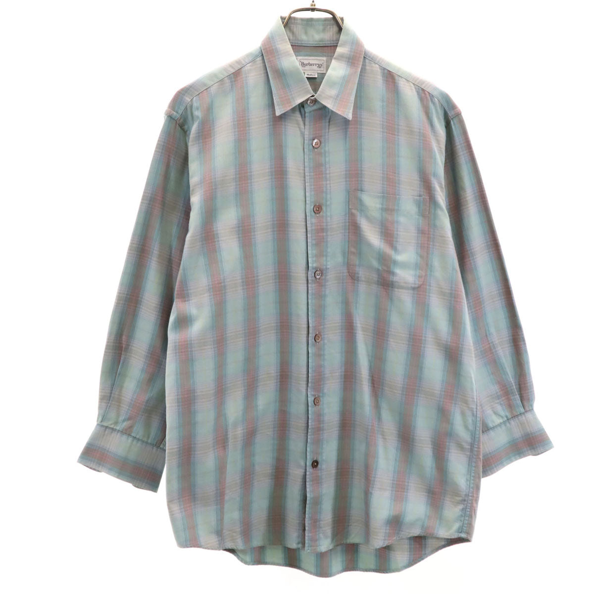 Burberrys バーバリーズ 90s オールド チェック柄 長袖 シャツ M グリーン系 メンズ