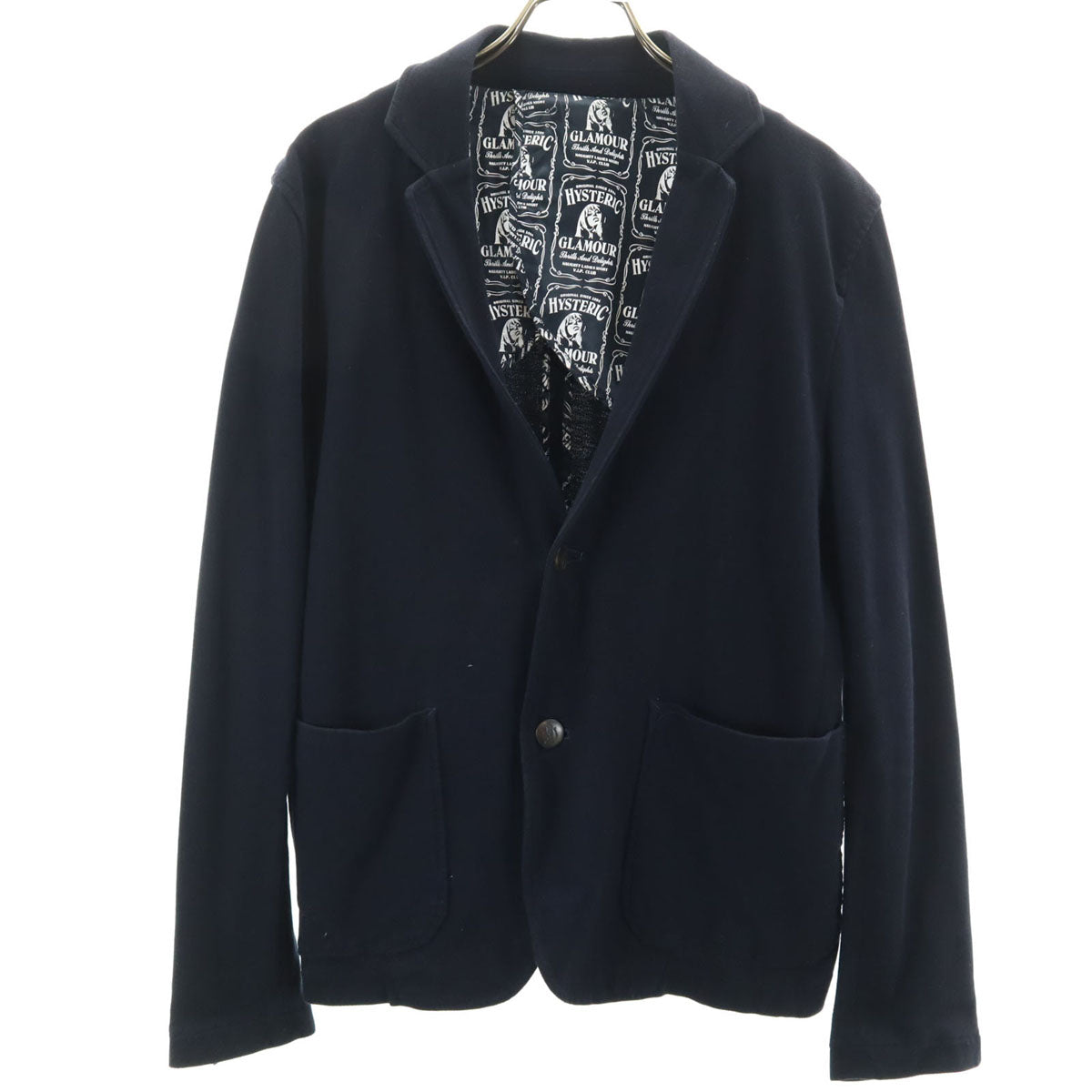 HYSTERIC GLAMOUR ヒステリックグラマー 日本製 テーラードジャケット M ネイビー 鹿の子 ブレザー アンコン メンズ