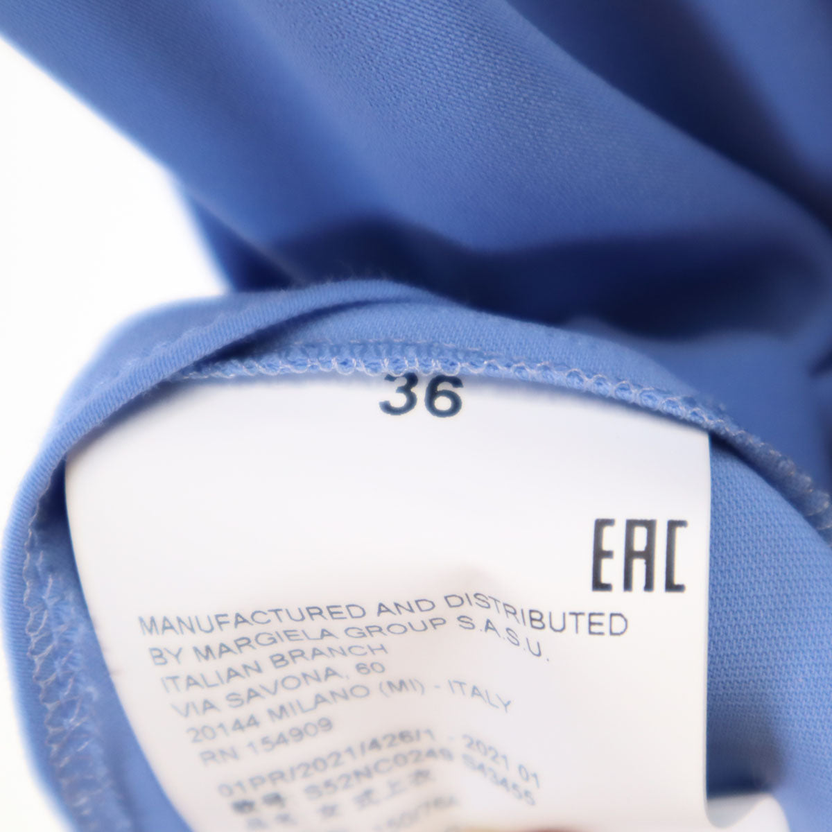 MM6 エムエムシックス 21SS イタリア製 半袖 ギャザーハイネック ブラウス 36 ブルー レディース