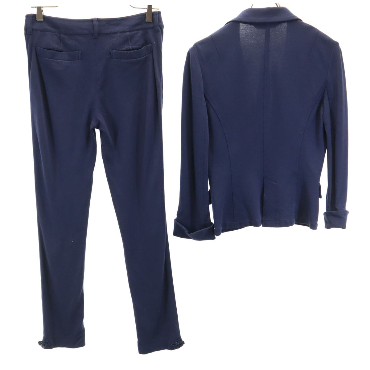 VIVIENNE TAM ヴィヴィアンタム 日本製 テーラードジャケット 上下 セットアップ 0 ネイビー ストレッチ レディース