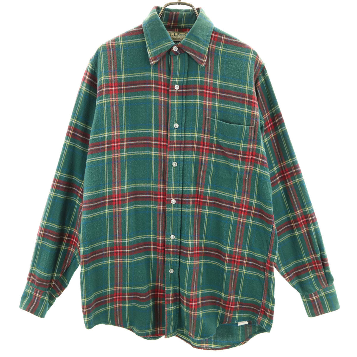 L.L.Bean エルエルビーン 80s USA製 ヴィンテージ チェック柄 長袖 ネルシャツ S グリーン アウトドア メンズ