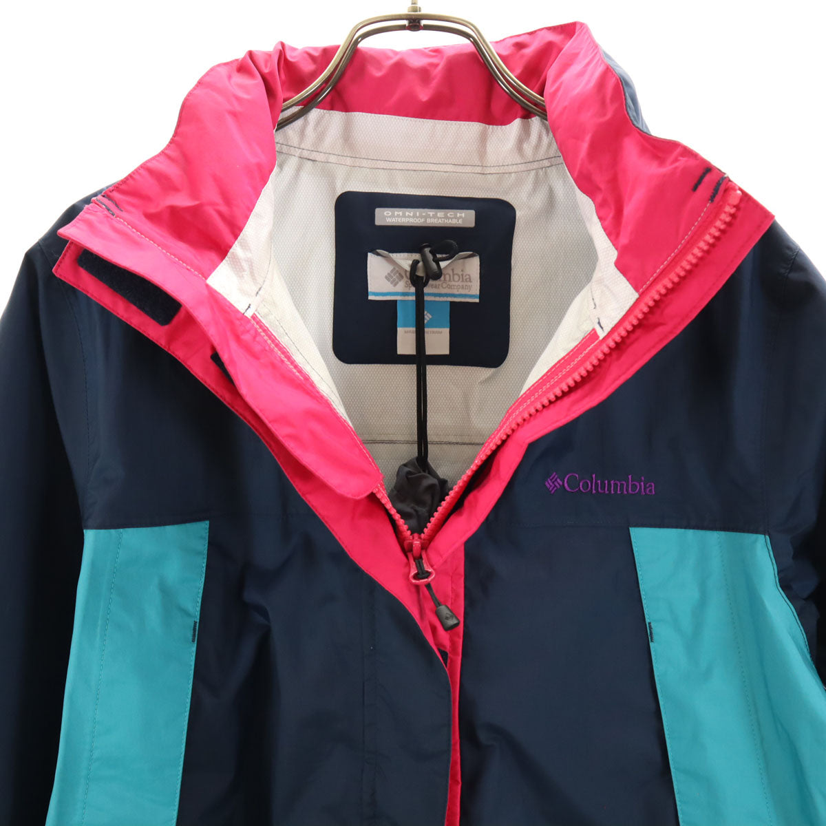 Columbia コロンビア シンプソンサンクチュアリ レインジャケット L ネイビー アウトドア 収納袋付き OMNI-TECH レディース