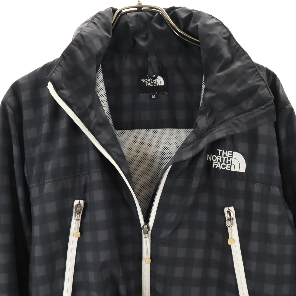 THE NORTH FACE ノースフェイス チェック柄 ディアブロ ウインド ジャケット M チャコールグレー アウトドア NP21226 裏メッシュ メンズ