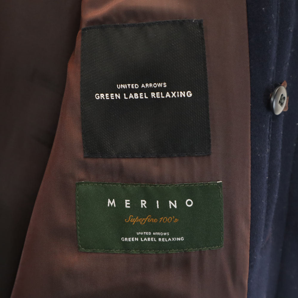 green label relaxing グリーンレーベルリラクシング ウールブレンド ダブルクロススタンド コート S ネイビー メンズ