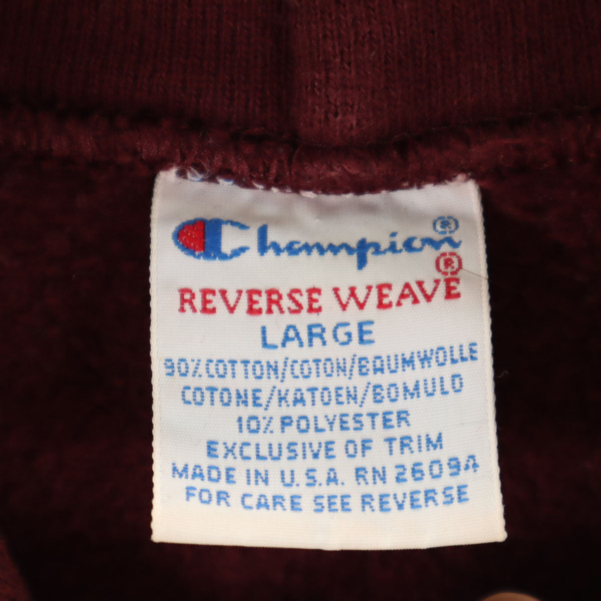 Champion チャンピオン 90s オールド USA製 刺繍タグ 長袖 企業モノ リバースウィーブ スウェットパーカー L レッド REVERSE WEAVE CERGRO メンズ