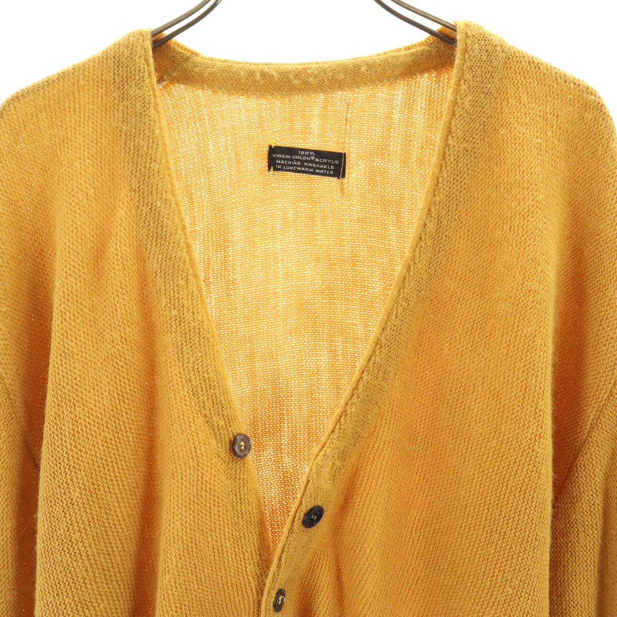 VINTAGE ヴィンテージ 70s 長袖 Vネック カーディガン マスタード ボタンリメイク メンズ