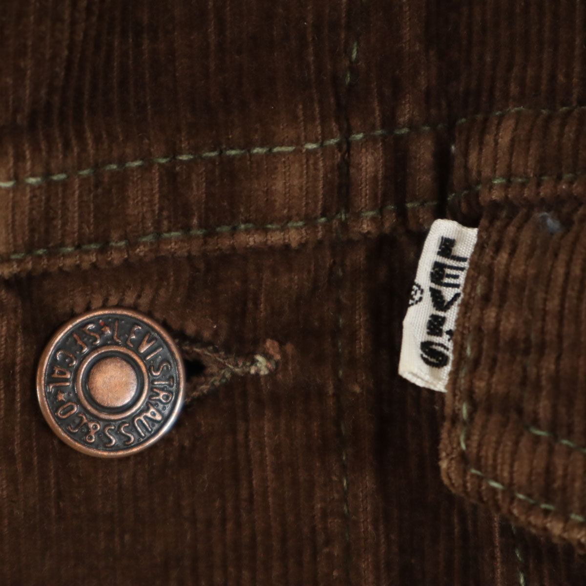 Levi's リーバイス 70s ヴィンテージ 白タブ ビッグE ボタン裏347 スリムフィット コーデュロイジャケット ブラウン メンズ