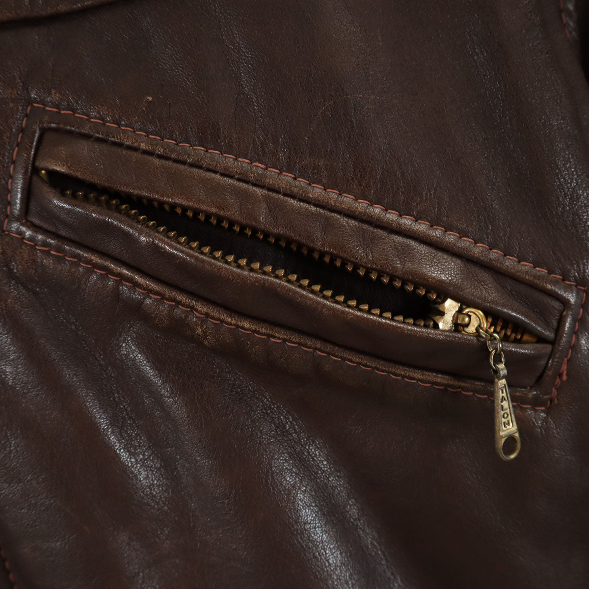 VINTAGE ヴィンテージ 60s 70s タロンジップ 涙タロン シングルライダースジャケット ブラウン メンズ