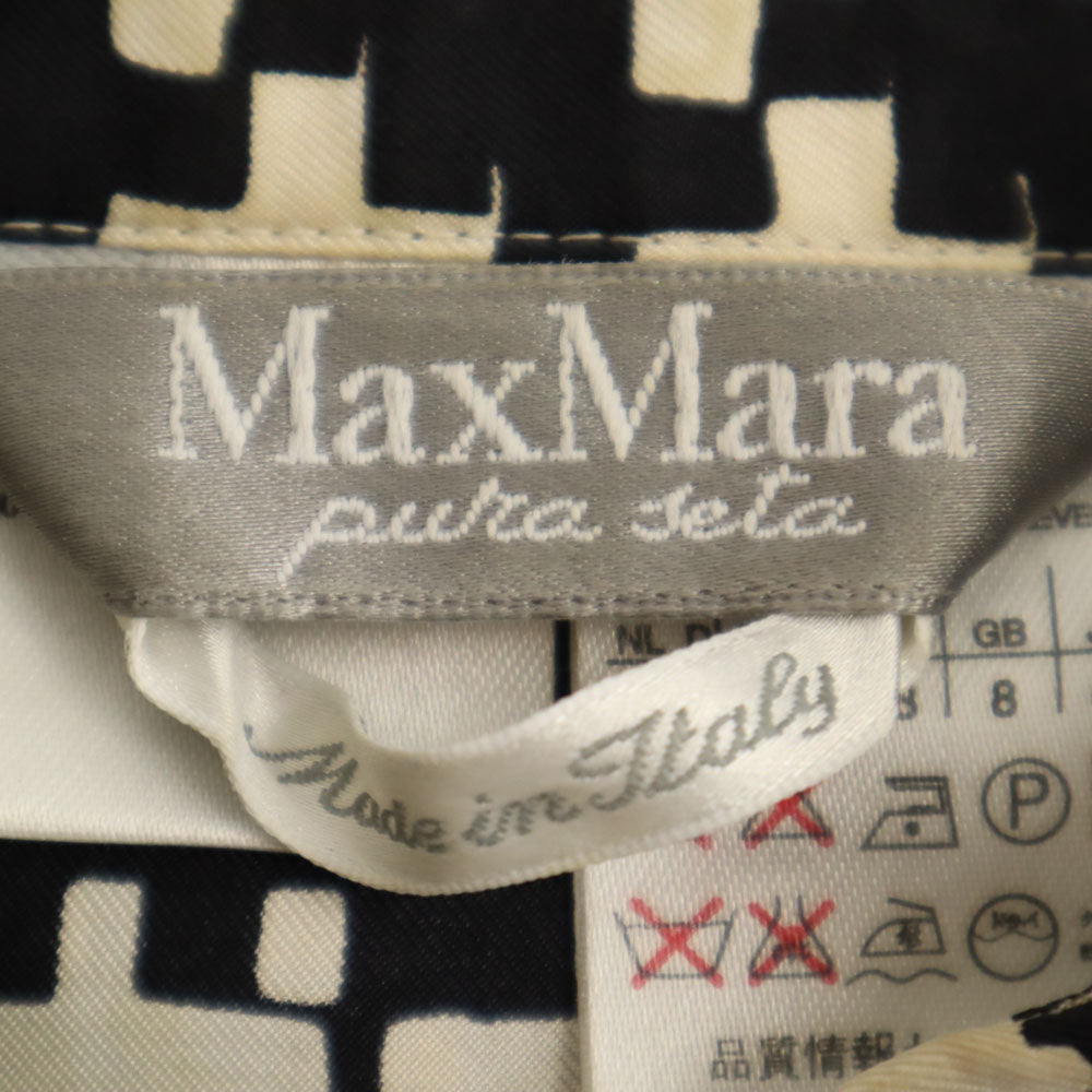 MAX MARA マックスマーラ イタリア製 幾何学柄 長袖 シャツ 40 ホワイト 他 比翼 レディース