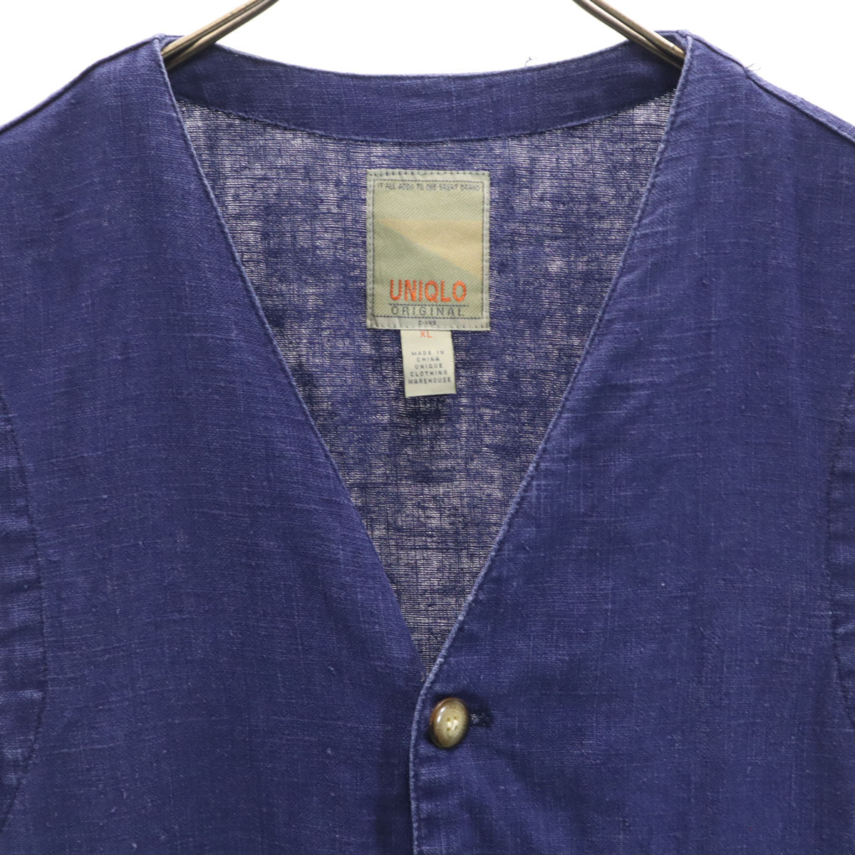 UNIQLO ユニクロ リネン100％ ベスト XL ネイビー メンズ
