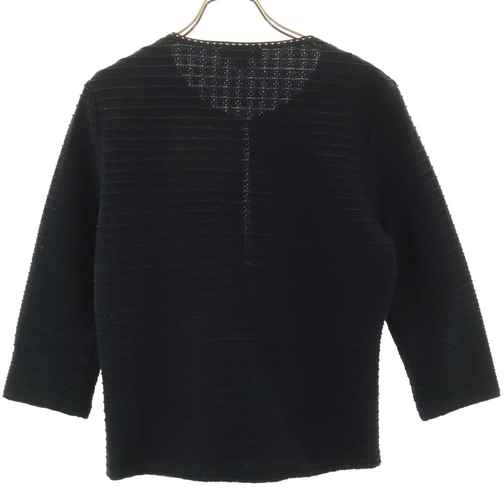 courreges クレージュ 7分袖 カーディガン 40 ブラック レディース