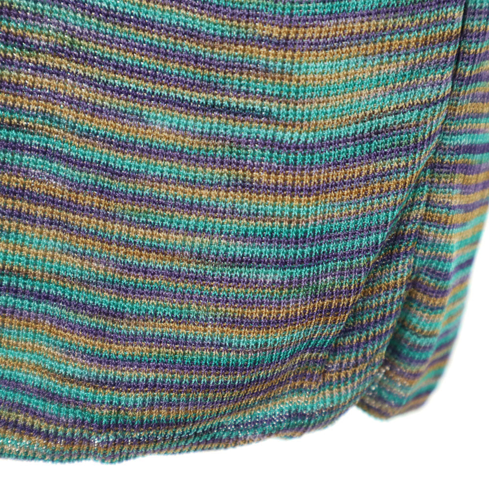 Missoni ミッソーニ イタリア製 ボーダー柄 長袖 ハイネック シースルー カットソー 46 エメラルド 他 レディース