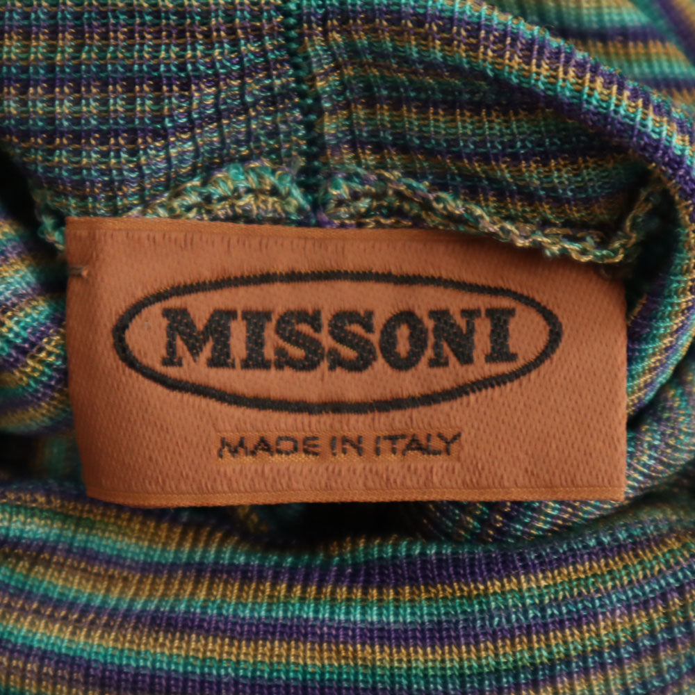 Missoni ミッソーニ イタリア製 ボーダー柄 長袖 ハイネック シースルー カットソー 46 エメラルド 他 レディース