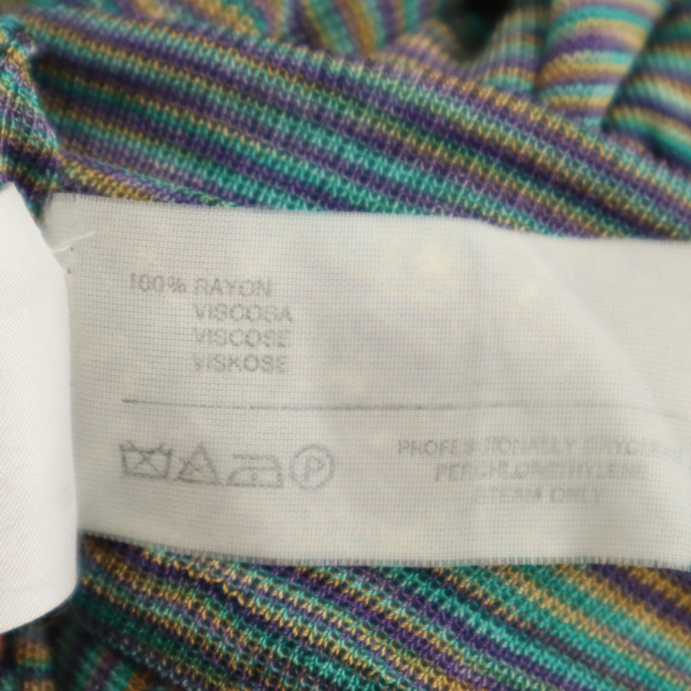 Missoni ミッソーニ イタリア製 ボーダー柄 長袖 ハイネック シースルー カットソー 46 エメラルド 他 レディース