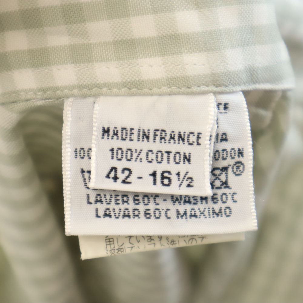 HERMES エルメス フランス製 オールド チェック柄 長袖 ボタンダウンシャツ 42 ホワイト 他 メンズ