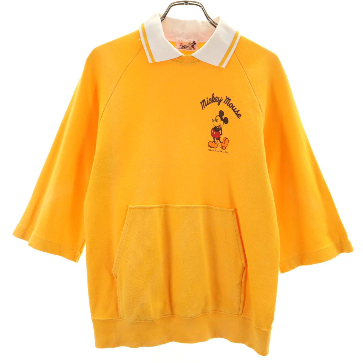 Disney ディズニー オールド ミッキマウス 7分袖 スウェット トレーナー イエロー レディース