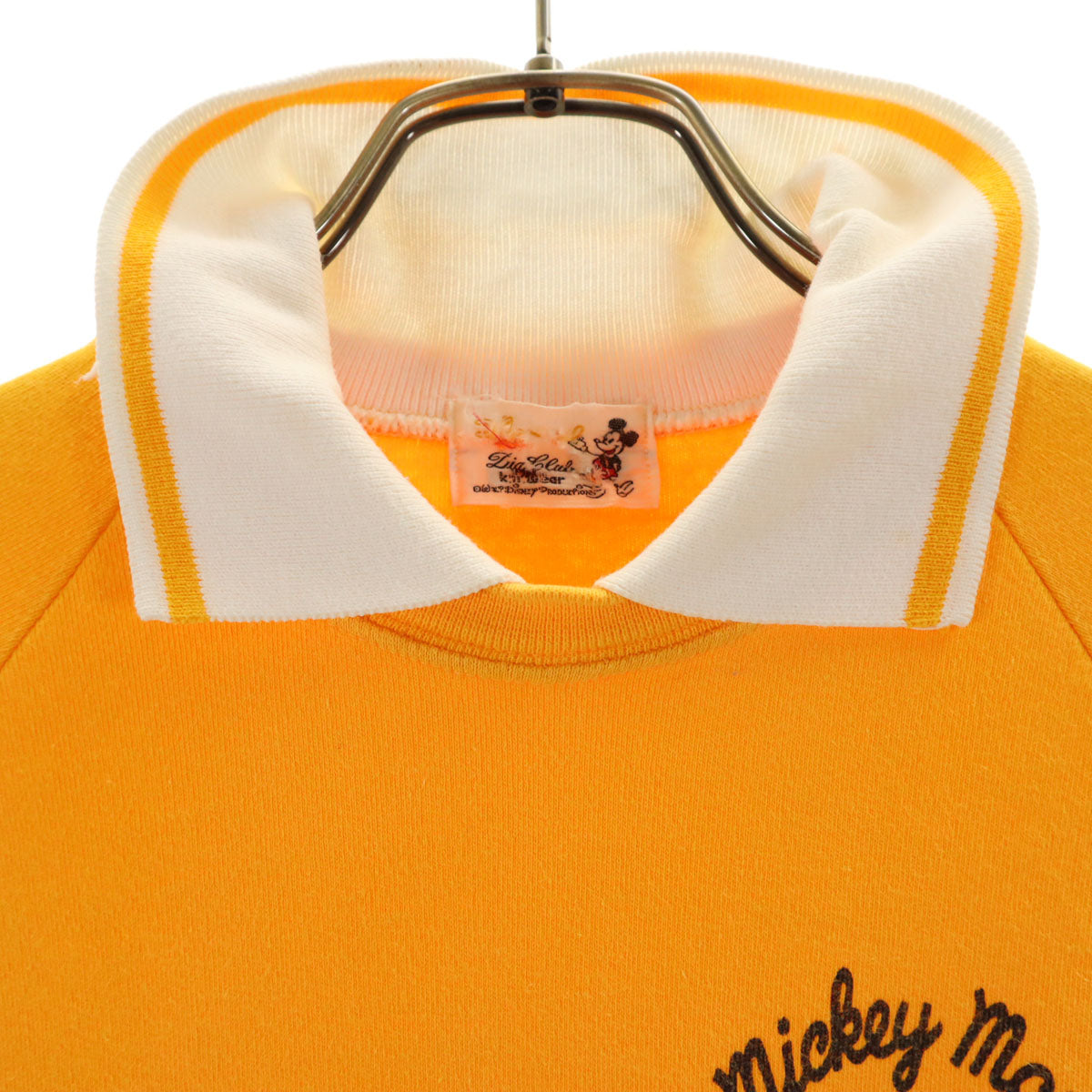 Disney ディズニー オールド ミッキマウス 7分袖 スウェット トレーナー イエロー レディース