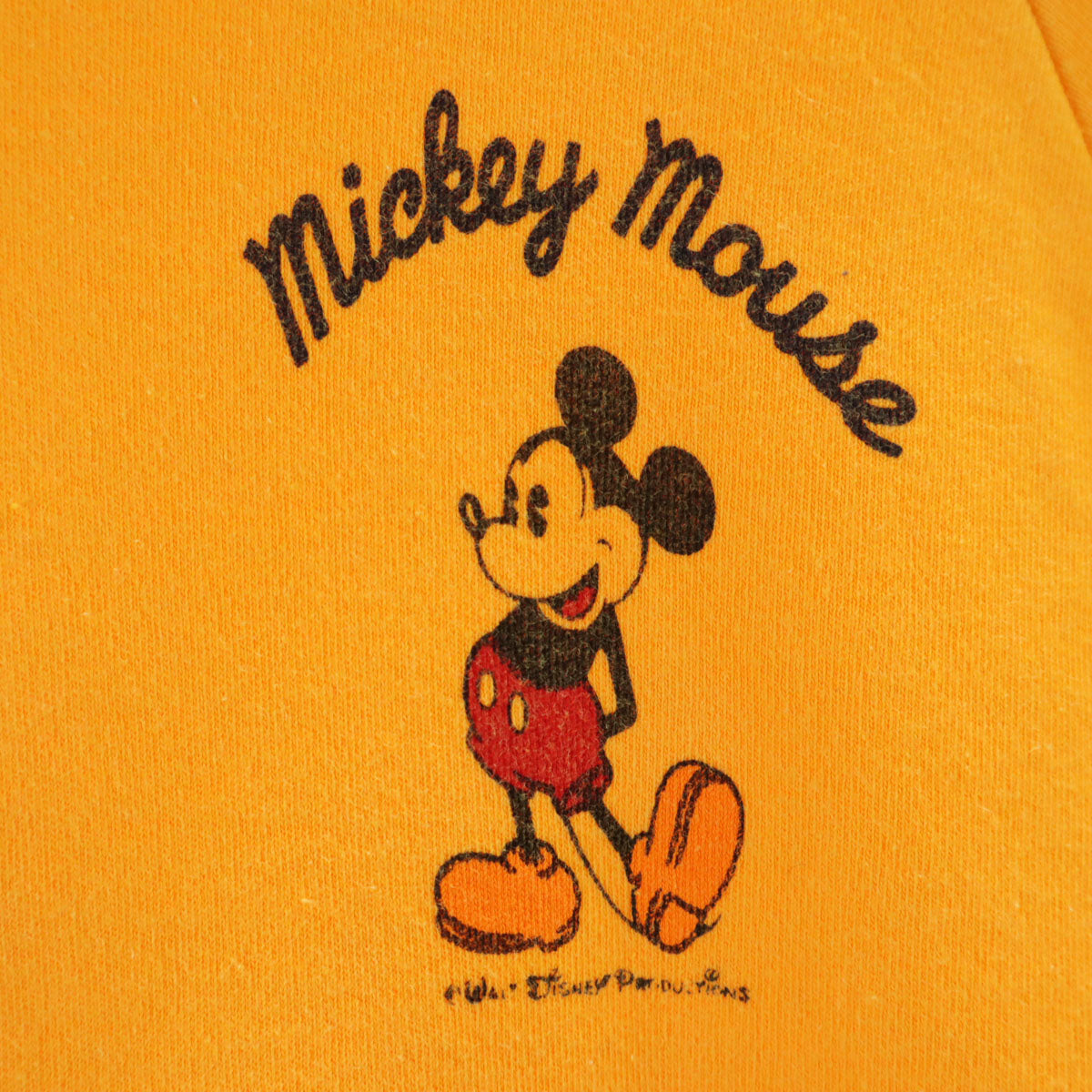 Disney ディズニー オールド ミッキマウス 7分袖 スウェット トレーナー イエロー レディース