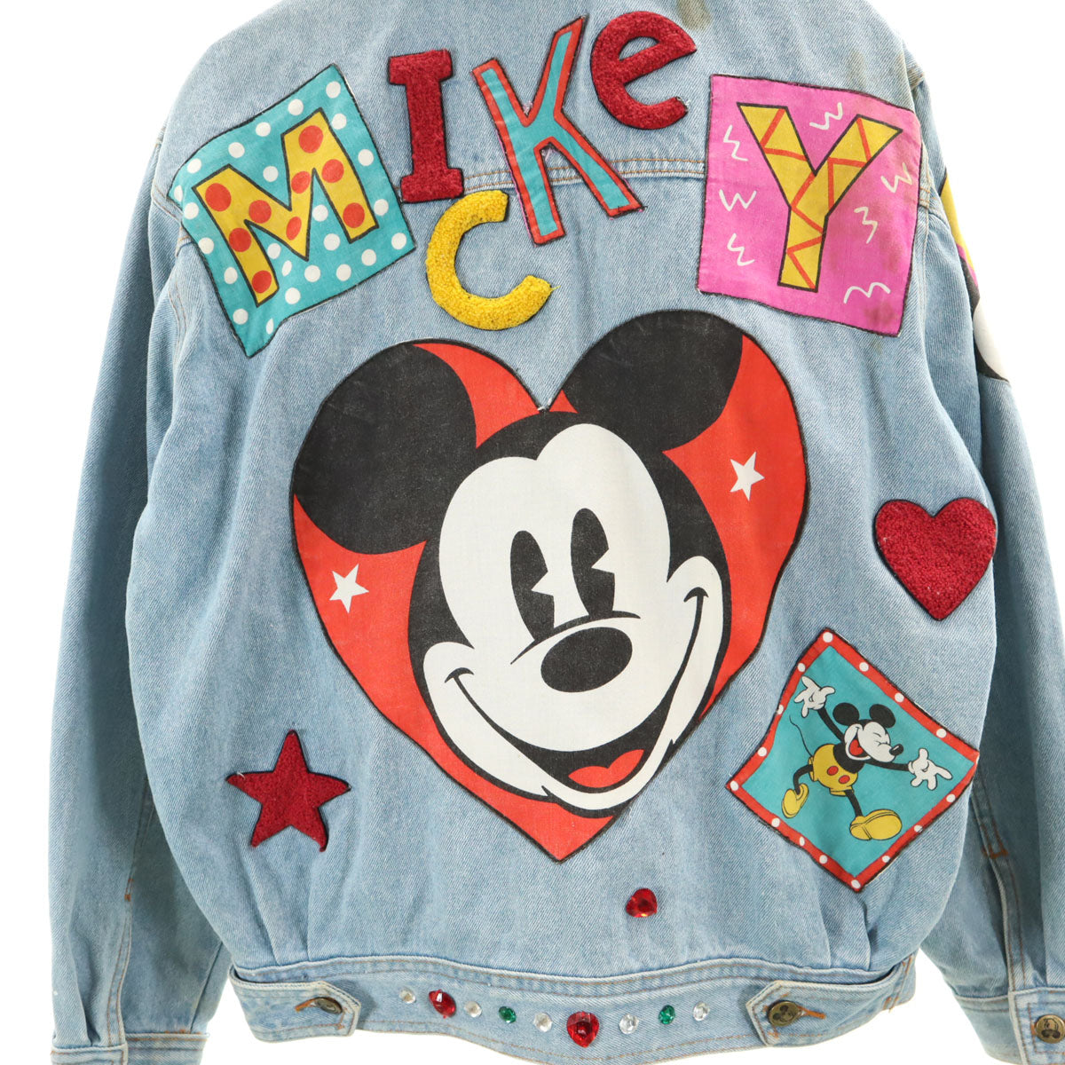 mickey & co. ミッキーアンドコー 90s オールド ミッキマウス デニムジャケット S ウォッシュブルー ジージャン トラッカー レディース