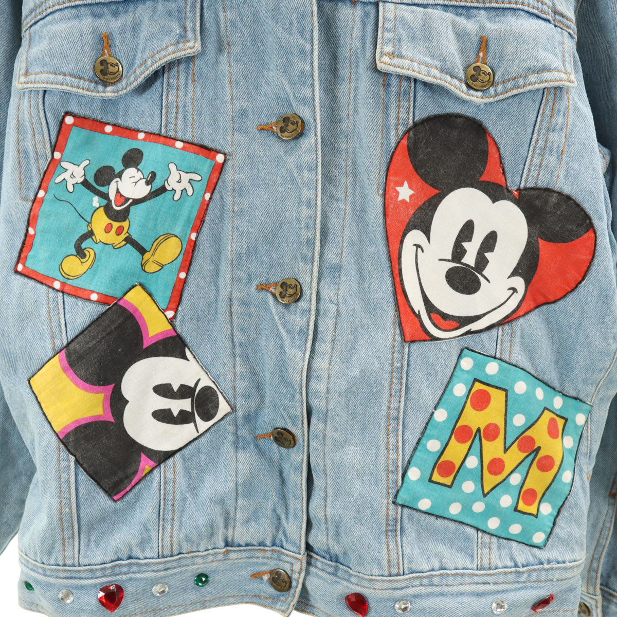 mickey & co. ミッキーアンドコー 90s オールド ミッキマウス デニムジャケット S ウォッシュブルー ジージャン トラッカー レディース