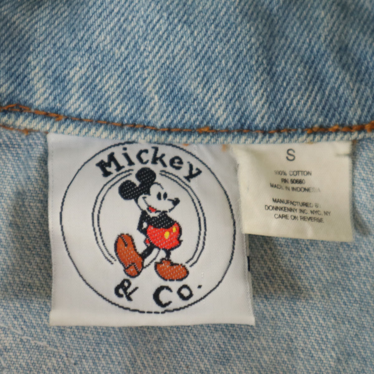 mickey & co. ミッキーアンドコー 90s オールド ミッキマウス デニムジャケット S ウォッシュブルー ジージャン トラッカー レディース