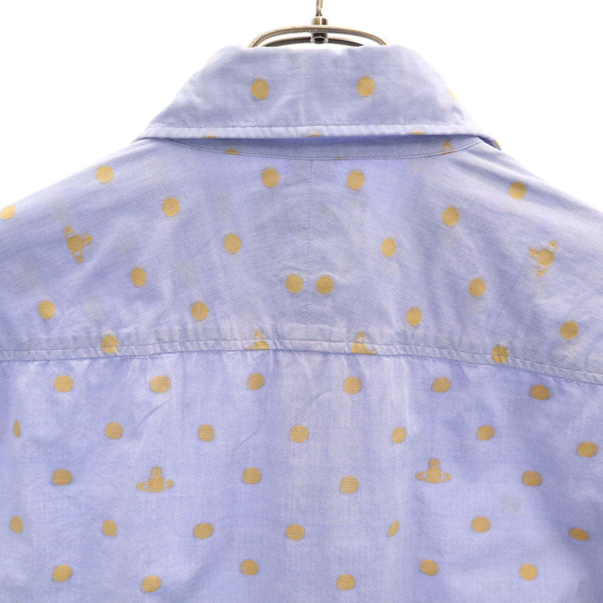 Vivienne WestwoodMAN ヴィヴィアンウエストウッドマン 日本製 オーブ ドット柄 長袖 コットンシャツ 46 ブルー メンズ