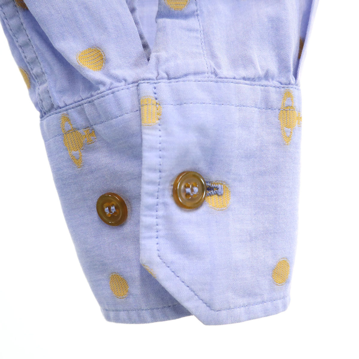 Vivienne WestwoodMAN ヴィヴィアンウエストウッドマン 日本製 オーブ ドット柄 長袖 コットンシャツ 46 ブルー メンズ