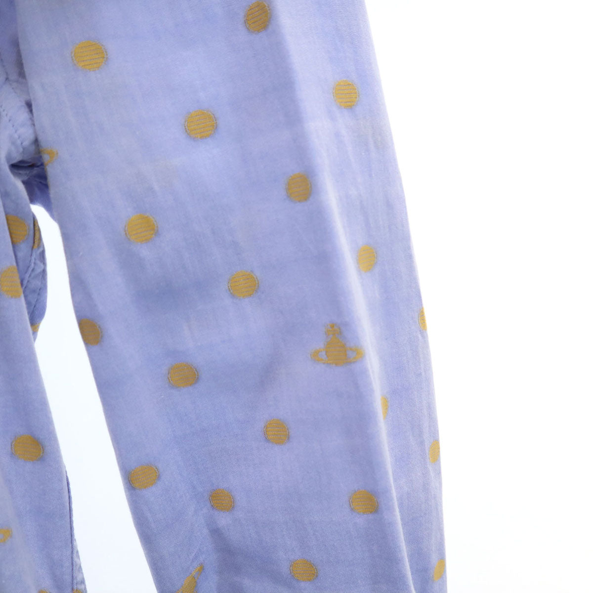 Vivienne WestwoodMAN ヴィヴィアンウエストウッドマン 日本製 オーブ ドット柄 長袖 コットンシャツ 46 ブルー メンズ