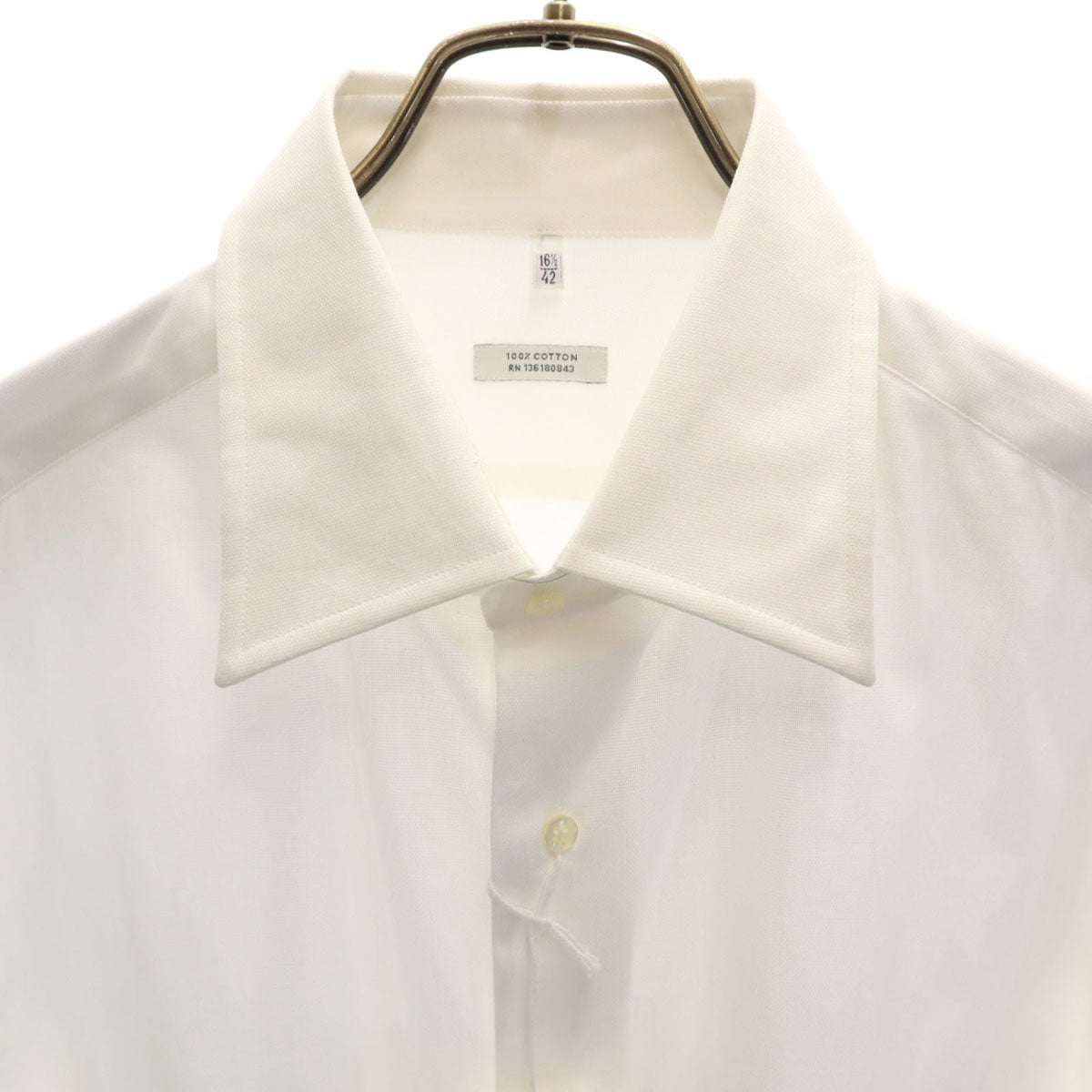 SalvatoreFerragamo サルバトーレフェラガモ ルーマニア製 長袖 コットンシャツ 42 ホワイト 元袋付き メンズ