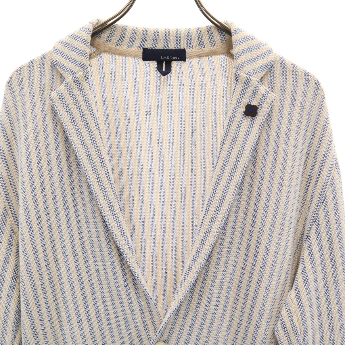 LARDINI ラルディーニ イタリア製 ストライプ柄 ニット テーラードジャケット M アイボリー メンズ