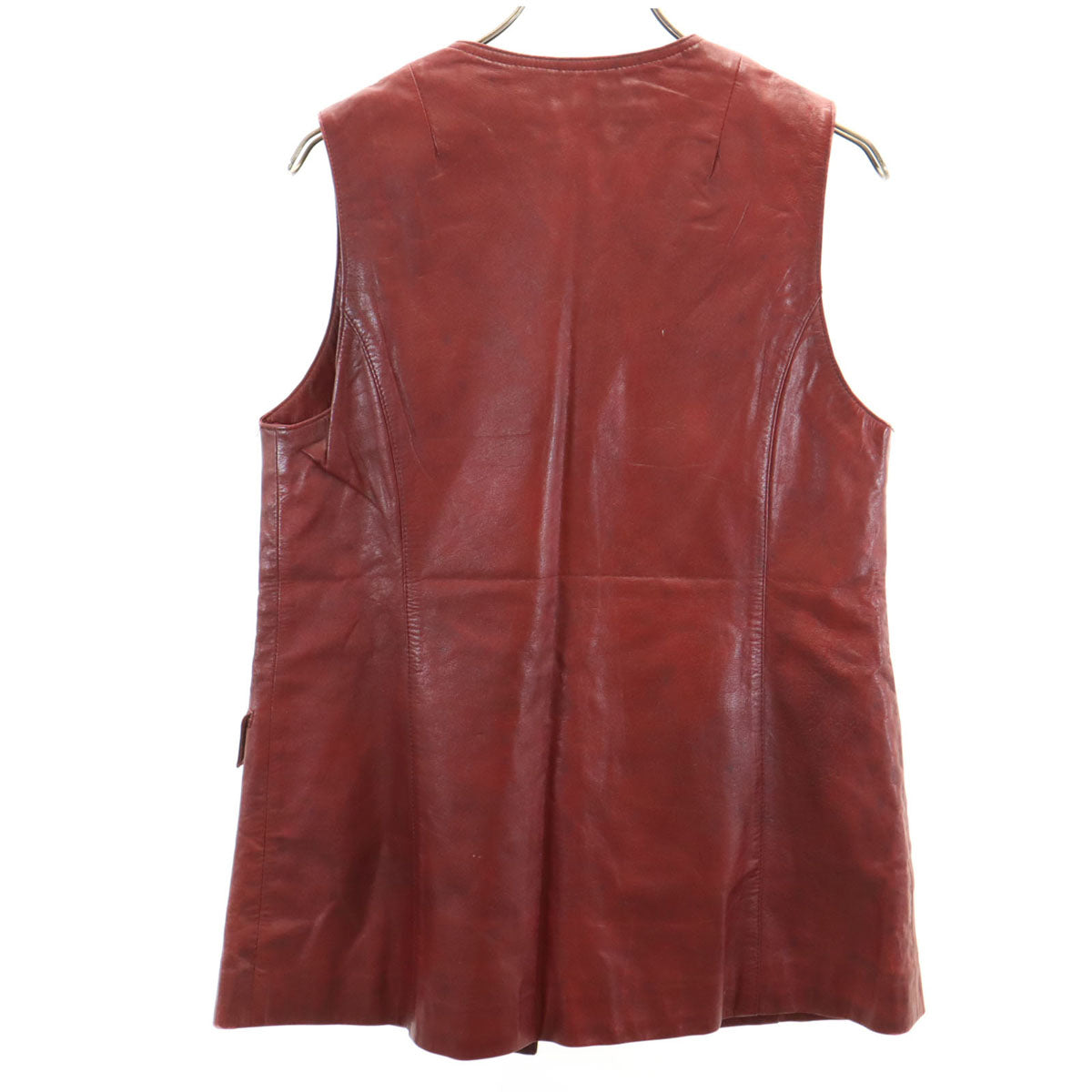 レースアップ レザー ベスト レッド ユニセックス メンズ