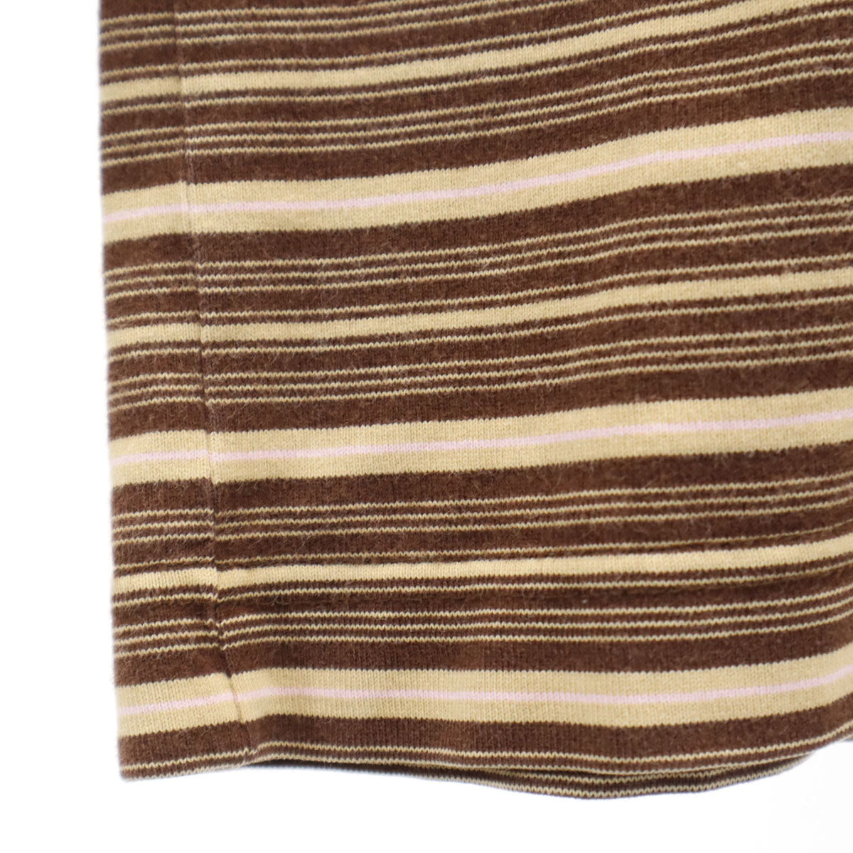 A BATHING APE アベイシングエイプ 日本製 MADEWITHGENERAL ボーダー柄 長袖 ワンポイント Tシャツ L ブラウン メンズ