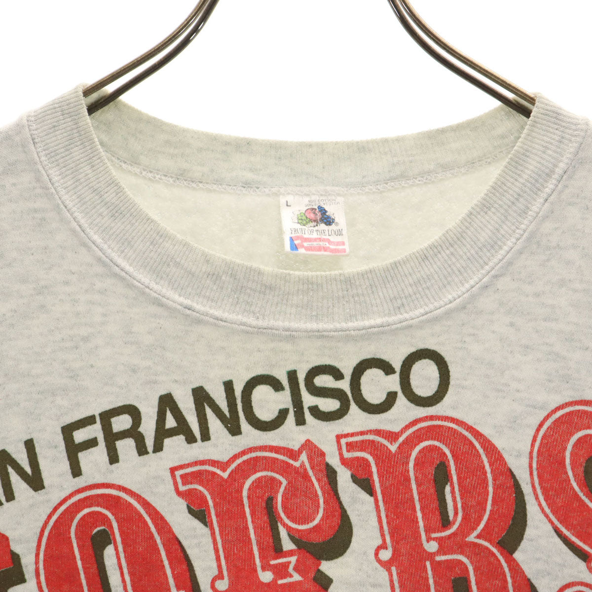 FRUIT OF THE LOOM フルーツオブザルーム 90s オールド USA製 49ERS NFL ルーニーテューンズ タズマニアンデビル 長袖 スウェット L グレー 裏起毛 ワーナーブラザーズ メンズ