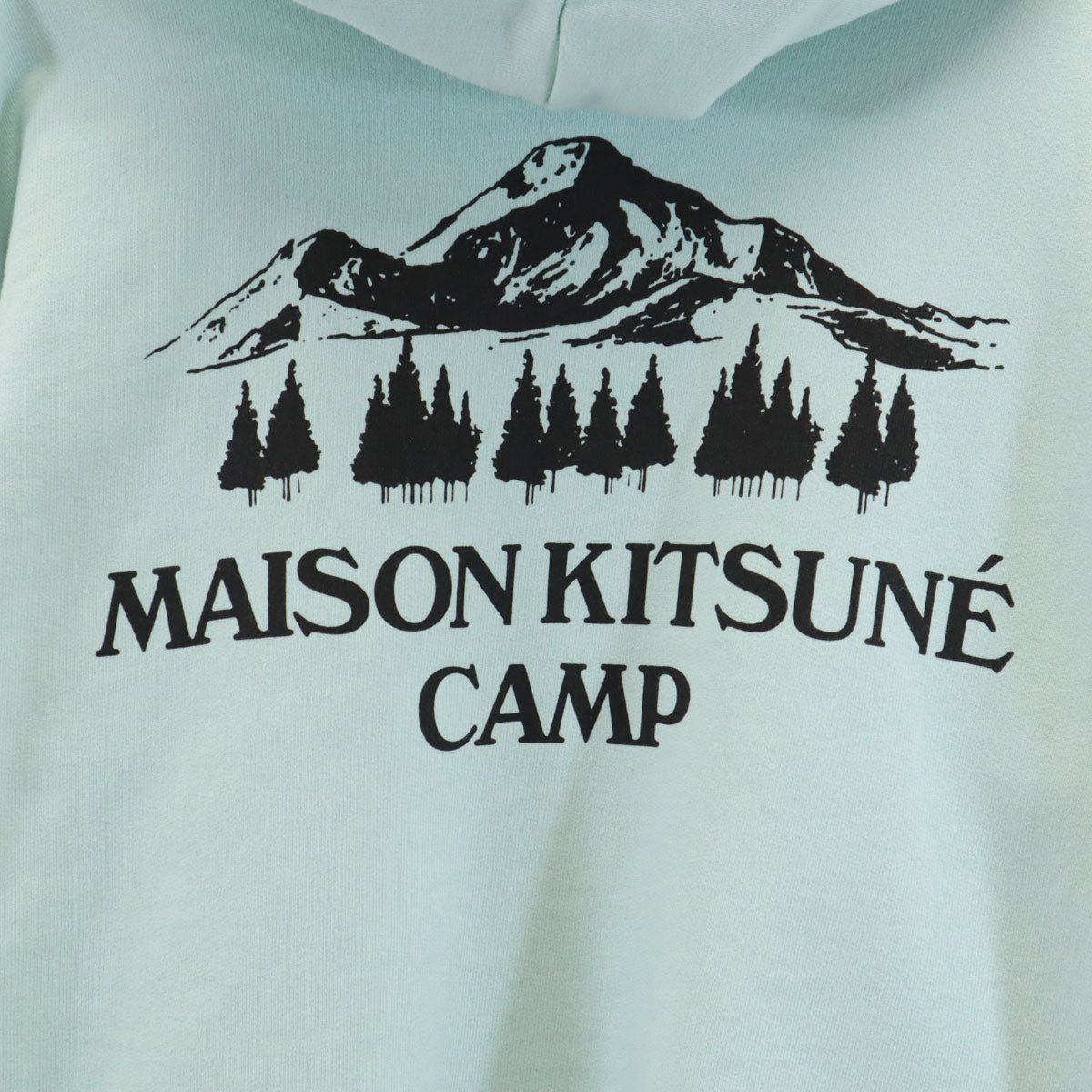 MAISON KITSUNE メゾンキツネ 日本製 バックプリント 長袖 バックプリントプルオーバー スウェットパーカー S ライトブルー KMM32760 メンズ