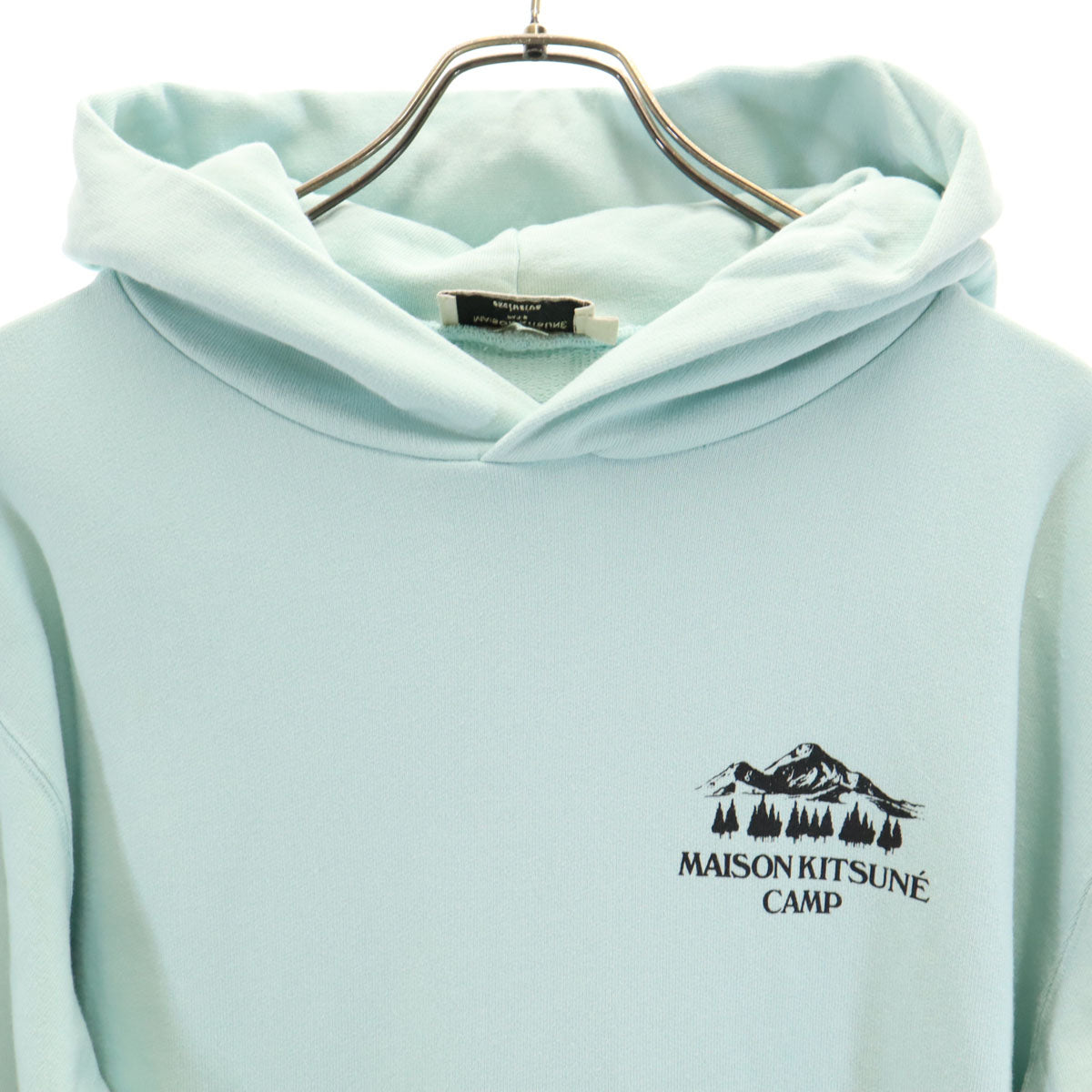 MAISON KITSUNE メゾンキツネ 日本製 バックプリント 長袖 バックプリントプルオーバー スウェットパーカー S ライトブルー KMM32760 メンズ