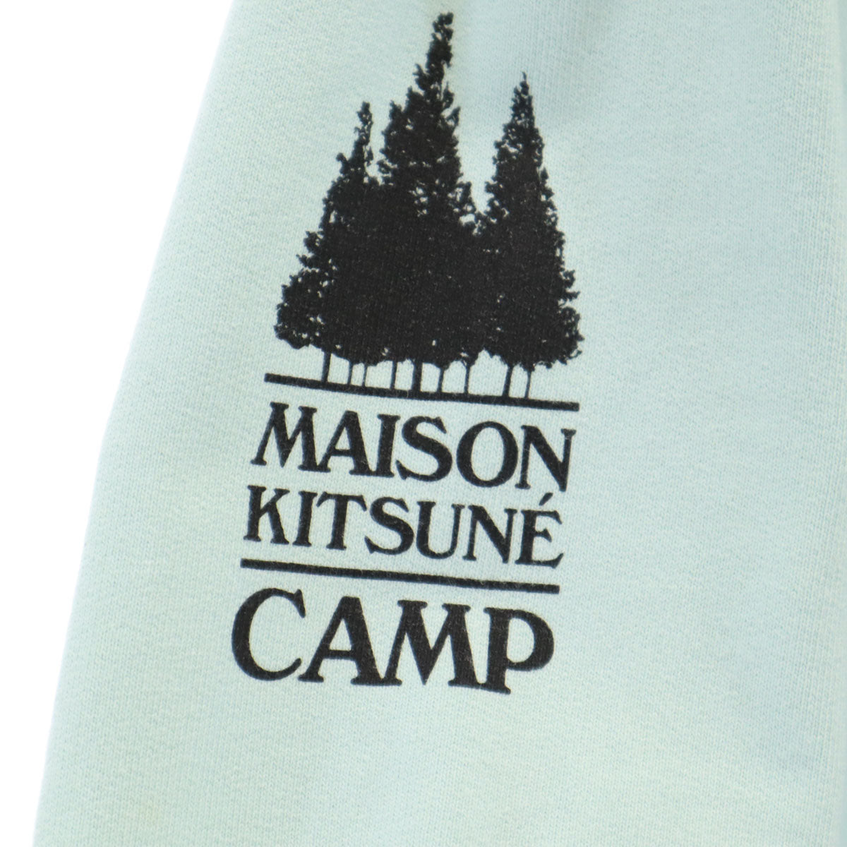 MAISON KITSUNE メゾンキツネ 日本製 バックプリント 長袖 バックプリントプルオーバー スウェットパーカー S ライトブルー KMM32760 メンズ