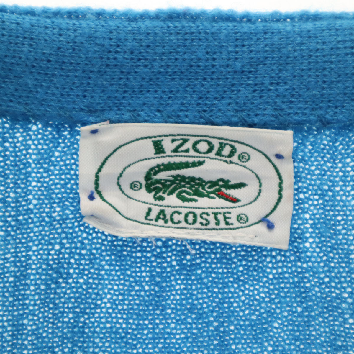 IZOD LACOSTE アイゾッドラコステ 80s ヴィンテージ 長袖 Vネック カーディガン ライトブルー メンズ