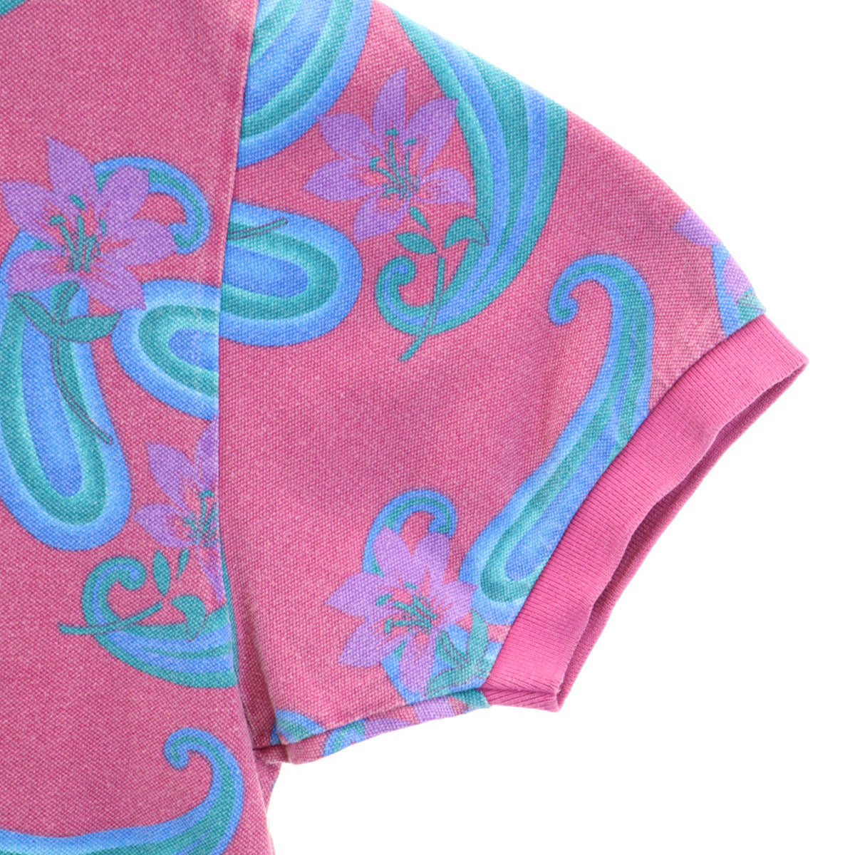 CHAPS RALPH LAUREN チャップスラルフローレン 80s ヴィンテージ ペイズリー柄 半袖 リンガー ポロシャツ M ピンク メンズ