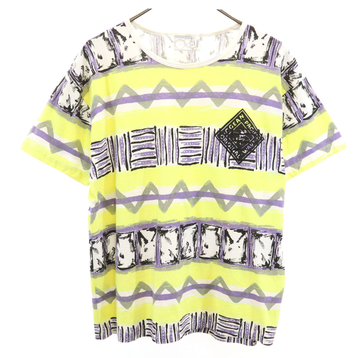 oceanpacific オーシャンパシフィック 90s オールド 総柄 半袖 シングルステッチ Tシャツ L サーフ メンズ