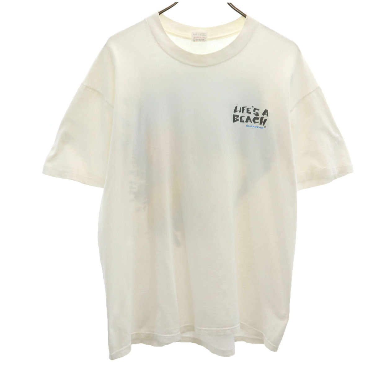 STEDMAN ステッドマン 90s オールド USA製 LIFE'S A BEACH バックプリント 半袖 サーフプリント Tシャツ L ホワイト シングルステッチ メンズ