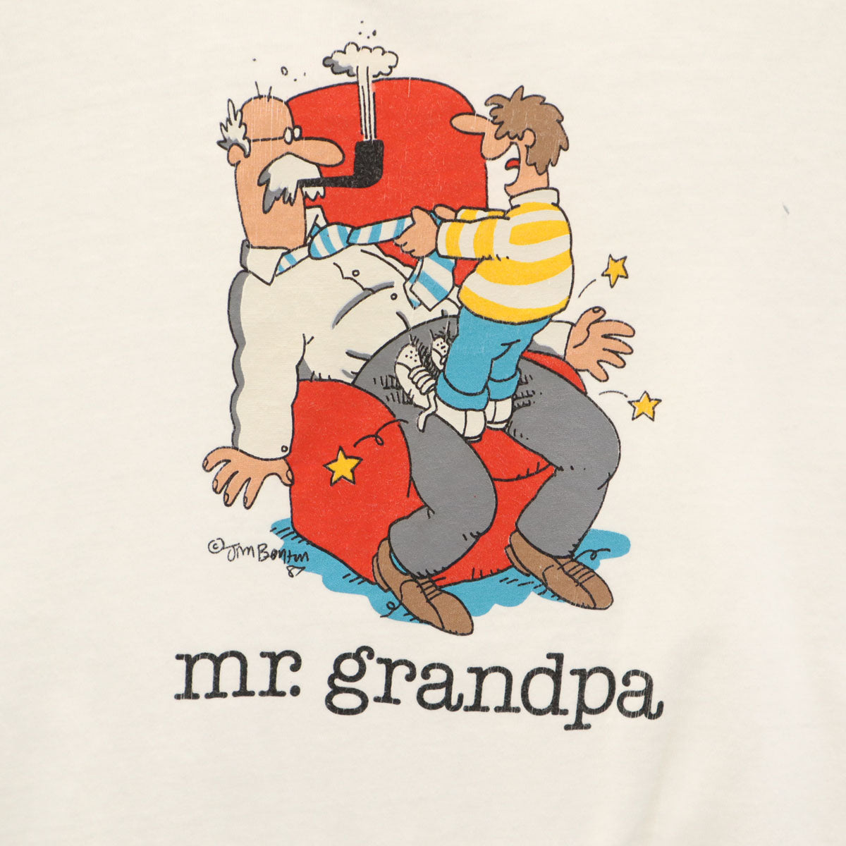 ONEITA オニータ 90s オールド USA製 mr.grandpa ジム・ベントン 半袖 プリント Tシャツ XL ホワイト シングルステッチ メンズ