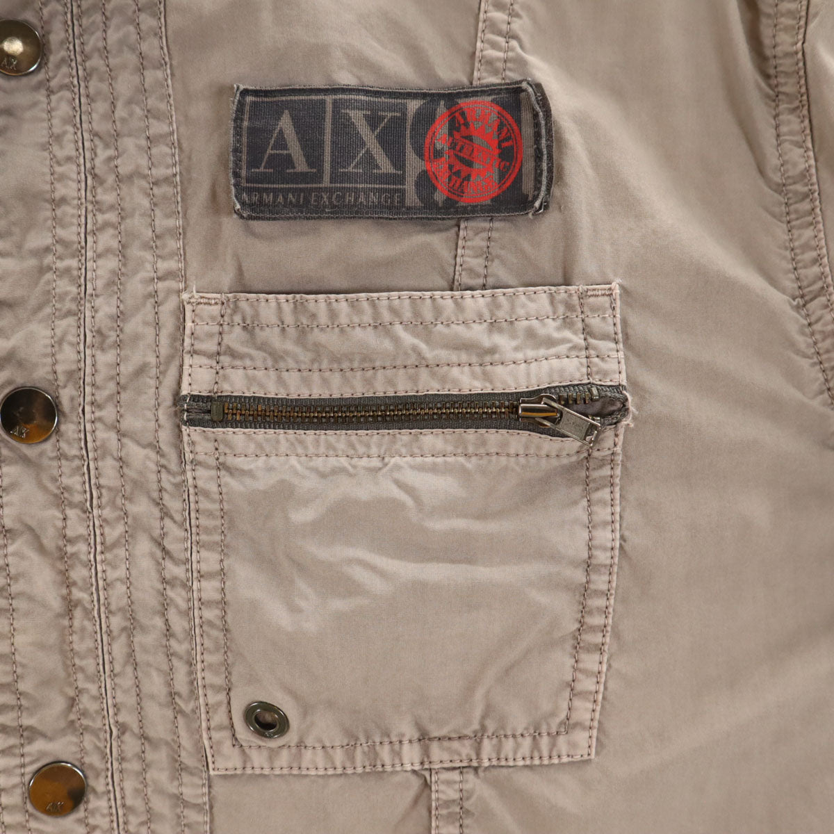 ARMANI EXCHANGE アルマーニエクスチェンジ 迷彩柄 長袖 シャツ L グレー ロールアップ メンズ