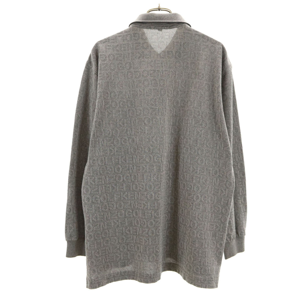 KENZO GOLF ケンゾーゴルフ 90s 日本製 オールド 総ロゴ 長袖 ポロシャツ 3 グレー メンズ