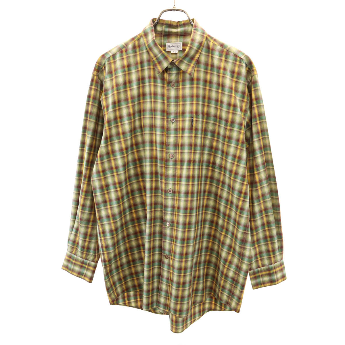 Burberrys バーバリーズ 90s オールド 白タグ オンブレチェック柄 長袖 コットンシャツ L C-TK83 メンズ