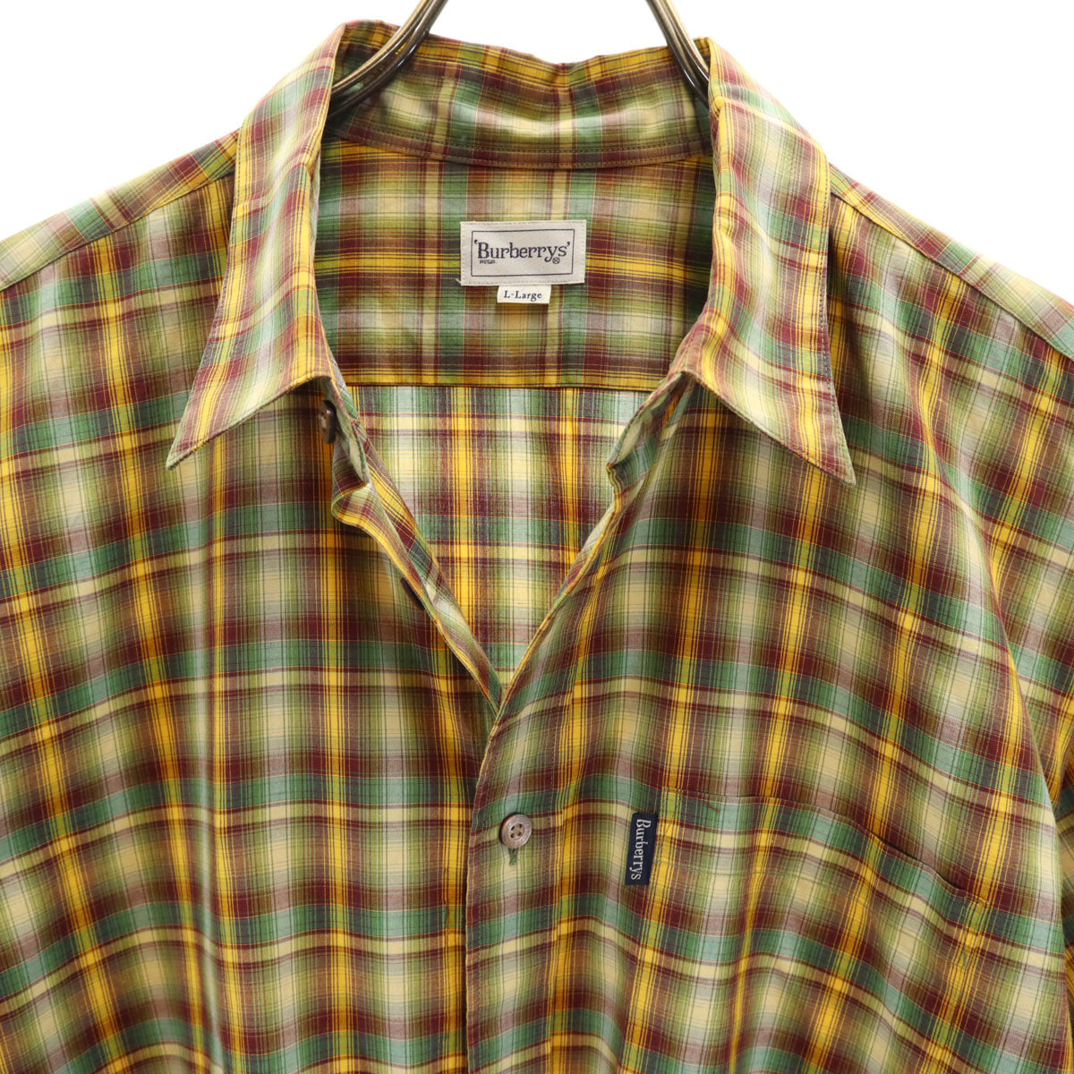 Burberrys バーバリーズ 90s オールド 白タグ オンブレチェック柄 長袖 コットンシャツ L C-TK83 メンズ