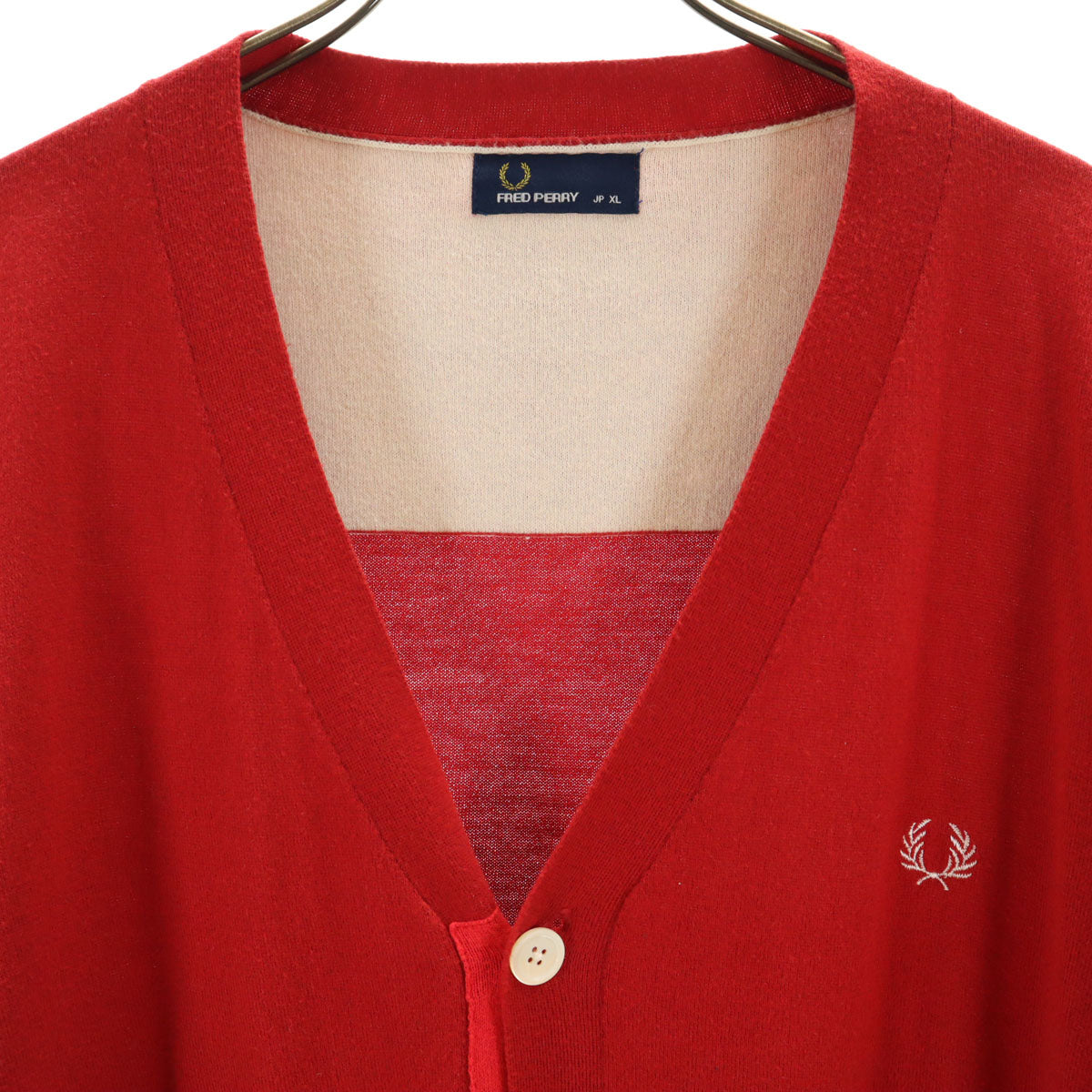 FRED PERRY フレッドペリー 長袖 ニットカーディガン XL 赤 メンズ