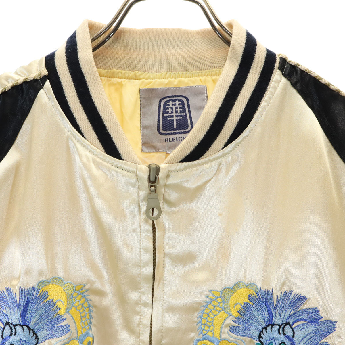 BLEICK 華 JAPANマップ刺繍 スカジャン M シャンパンゴールド 和柄 龍 メンズ