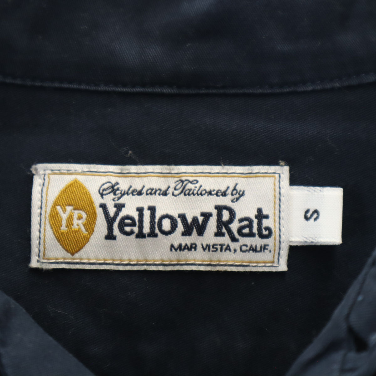 Yellow Rat イエローラット USA製 長袖 オープンカラー シャツ S ネイビー メンズ