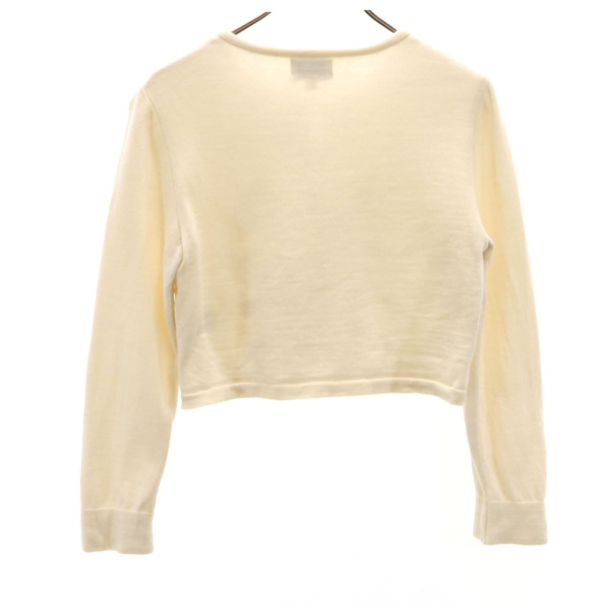 courreges クレージュ 日本製 長袖 レース切替 ニットカーディガン 38 アイボリー レディース