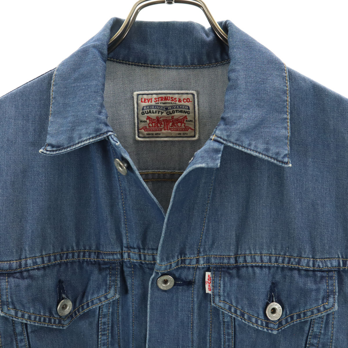 Levi's リーバイス 90s 日本製 オールド トラッカー ジャケット M ネイビー シャンブレー メンズ